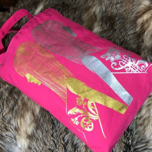 Hot Pink Metallic Gal Pal Canvas Tote & Stripe Faux Leather Pouch - Picture 3 of 14